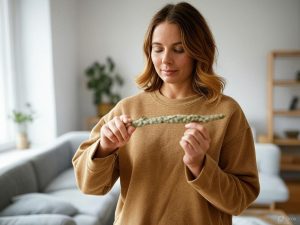 Femme qui purifie sa maison